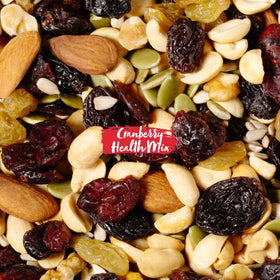 Nature's Garden Cranberry Health Mix blend of nuts and dried fruits for a wholesome snack.