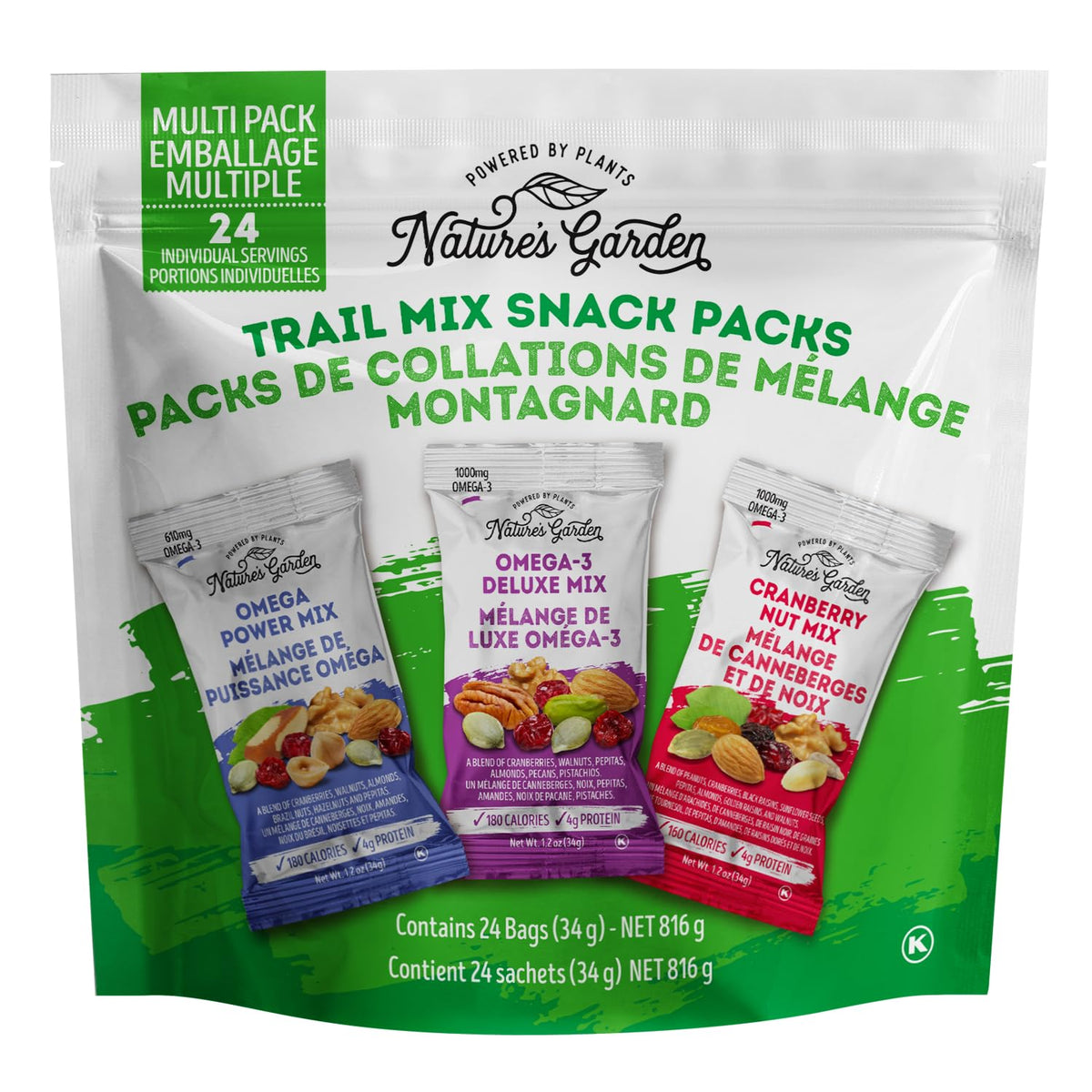 Nature's Garden Healthy Trail Mix Pack back info, nutrition and ingredients.