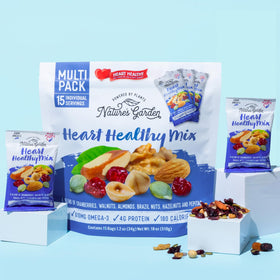 Desk-side Nature's Garden Heart Healthy Mix as a convenient snack.