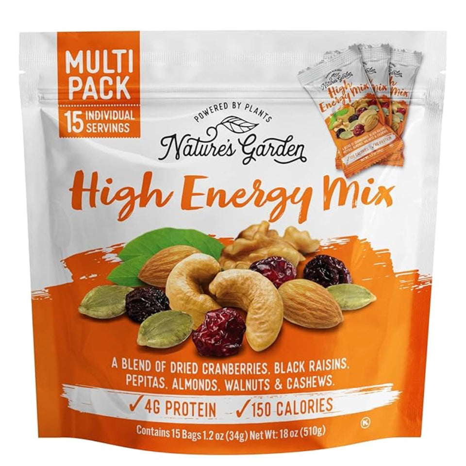 Nature's Garden High Energy Mix cranberries and raisins closeup for on-the-go snacking