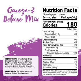 Nature's Garden Omega 3 Deluxe Mix closeup of nuts highlighting quality ingredients.