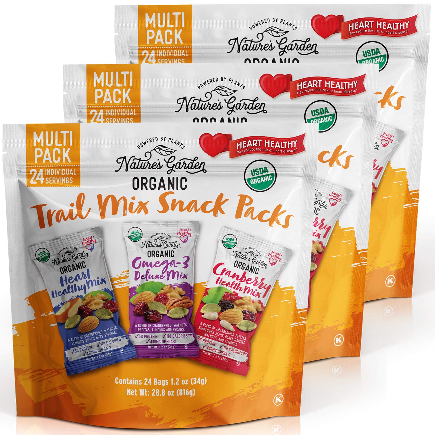 Nature's Garden Organic Trail Mix Snack three-pack bulk image for convenient family snacking