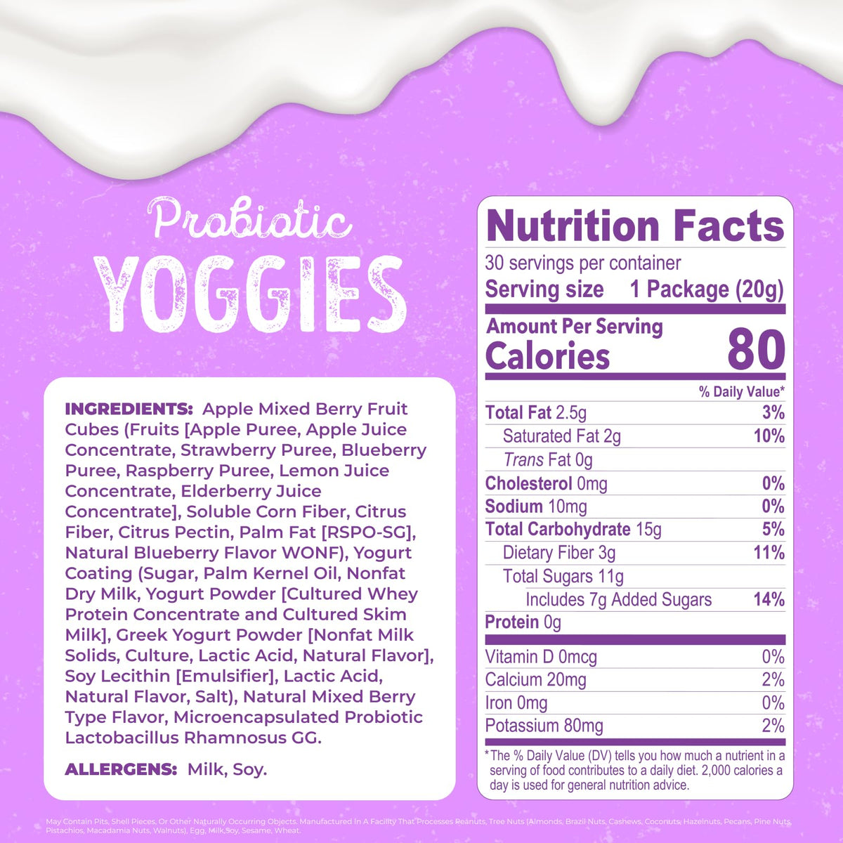 Nature's Garden Yoggies yogurt coated berries provide creamy texture with real fruit