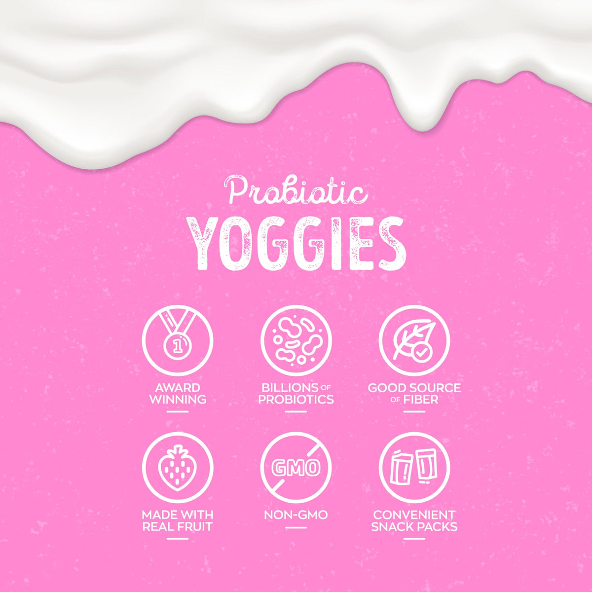 Nature's Garden Yoggies real fruit pieces coated in creamy yogurt.