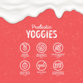 Nature's Garden Probiotic Yoggies vibrant strawberry color signals tasty convenience.