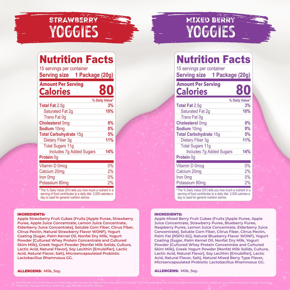 Nature's Garden Yoggies Strawberry yogurt-coated bites in a convenient snack pack.