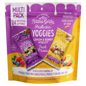Nature's Garden Probiotic Yoggies Lemonberry packfront with yogurt-coated bites for on-the-go snacking
