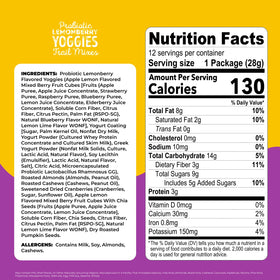 Nature's Garden Probiotic Yoggies Mixed Berry packfront showing fruity crunch for kids