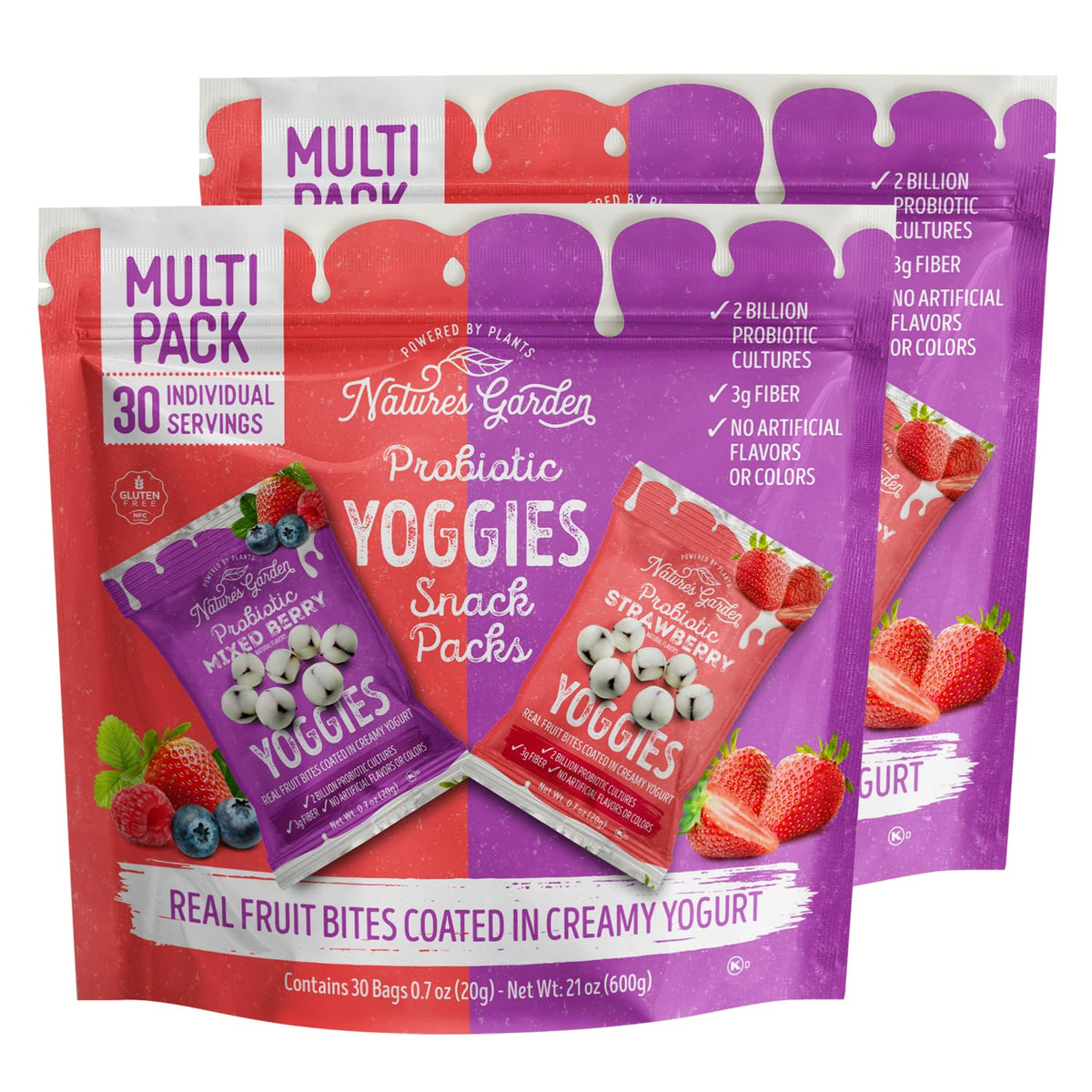 Nature's Garden Probiotic Yoggies variety pack box ideal for office snacking