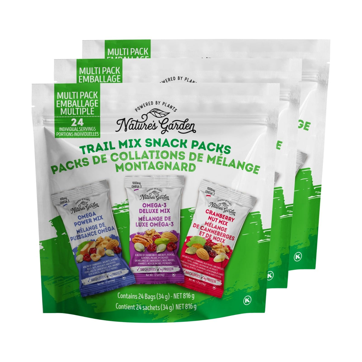 Nature's Garden trail mix ingredients, premium nuts and berries for everyday snacking.