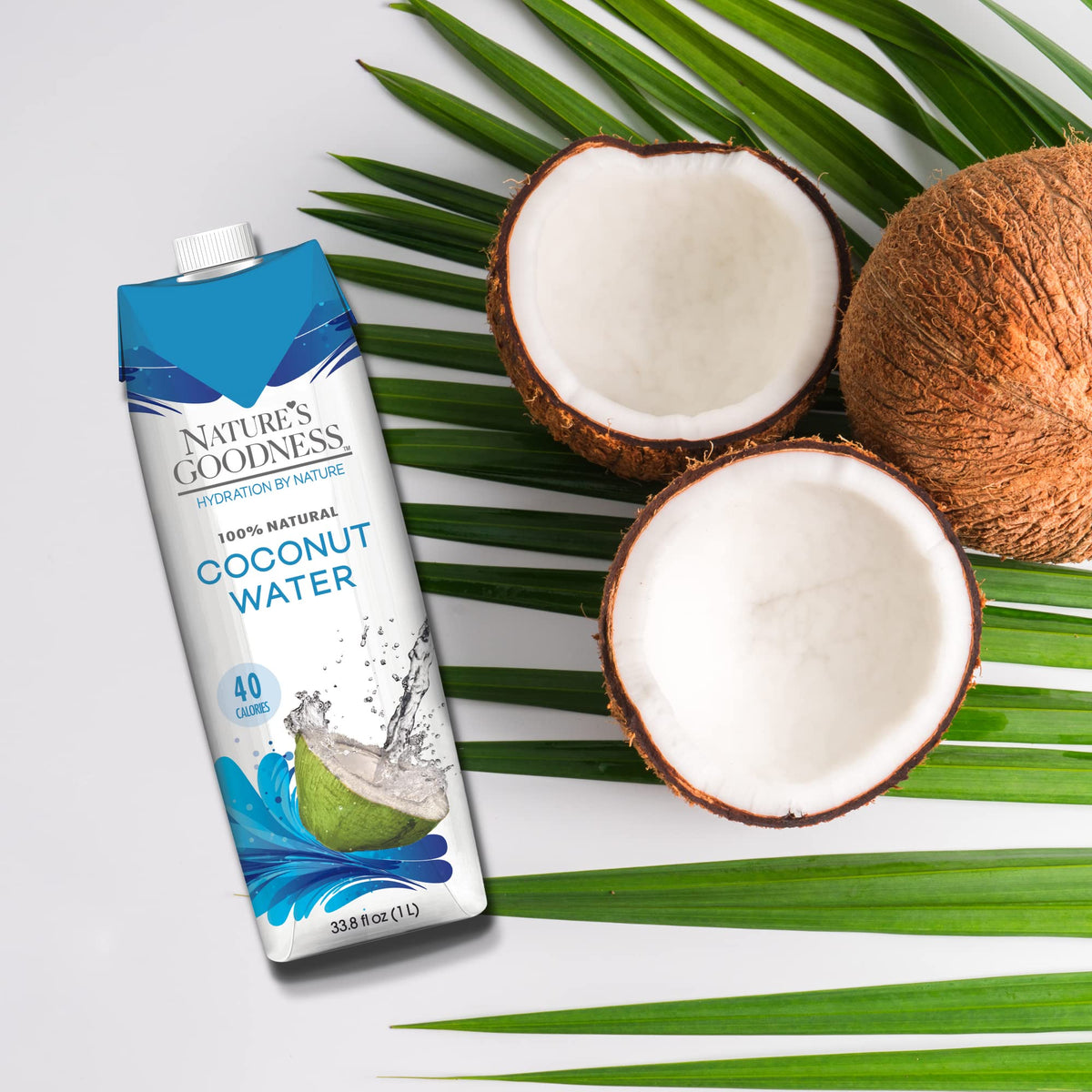Nature's Goodness Coconut Water 1L front label on bottle