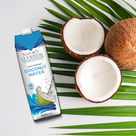 Nature's Goodness Coconut Water 1L front label on bottle