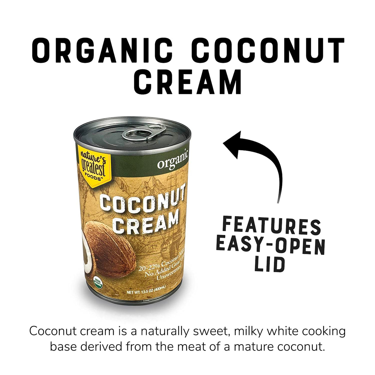 Nature's Greatest Foods coconut cream pour bottle ready for curries and sauces