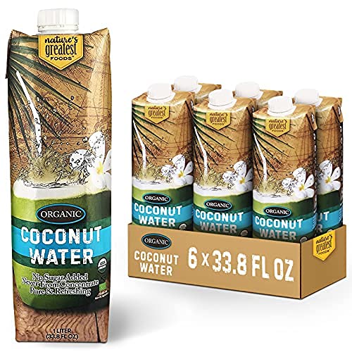 Nature's Greatest Foods Organic Coconut Water bottle front view highlighting pure hydration