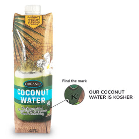 Nature's Greatest Foods Organic Coconut Water chilled bottle in fridge ready to serve