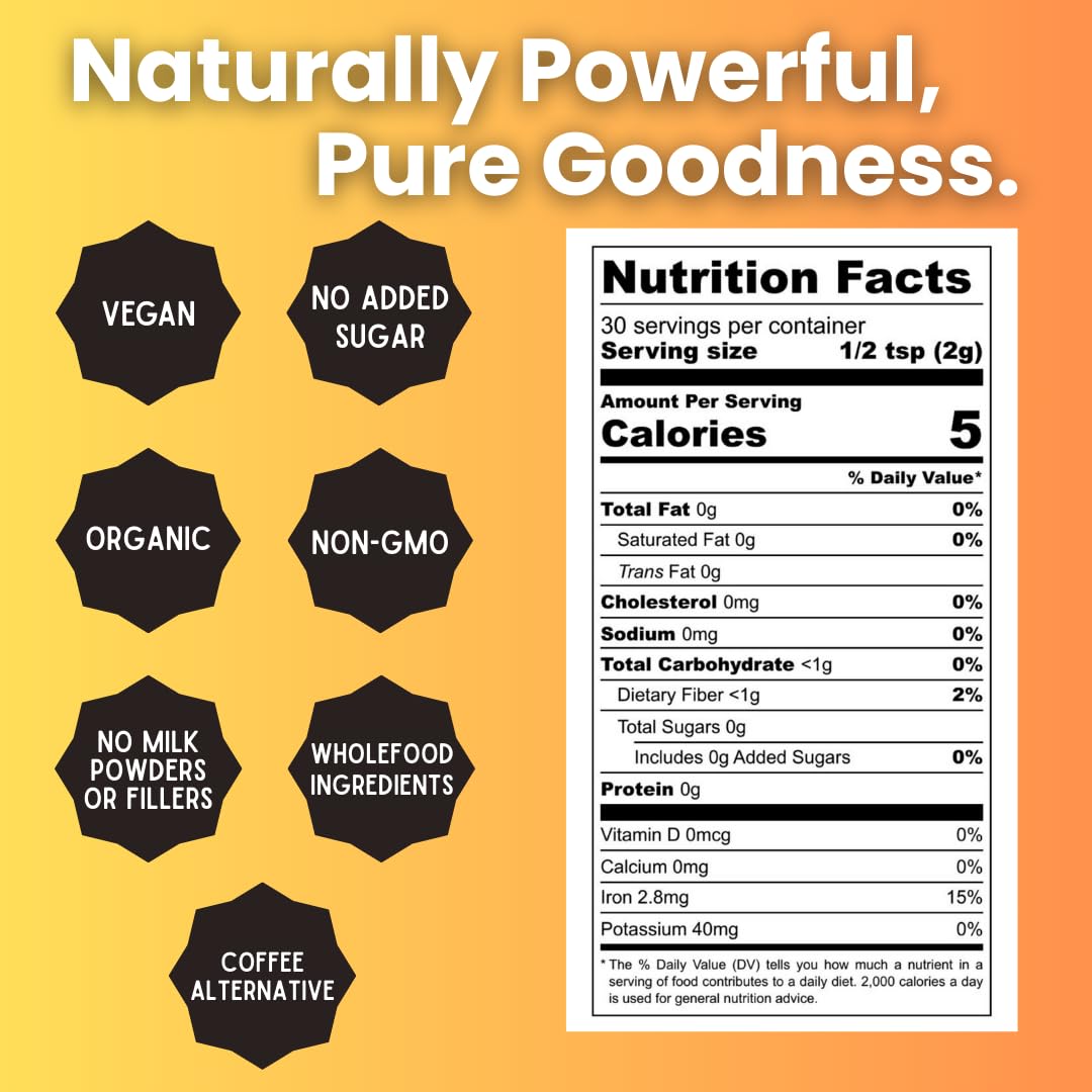 Nature's Harvest golden milk powder ingredients highlight organic spices for a nourishing beverage