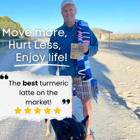 Nature's Harvest turmeric latte mix in a smoothie or breakfast idea