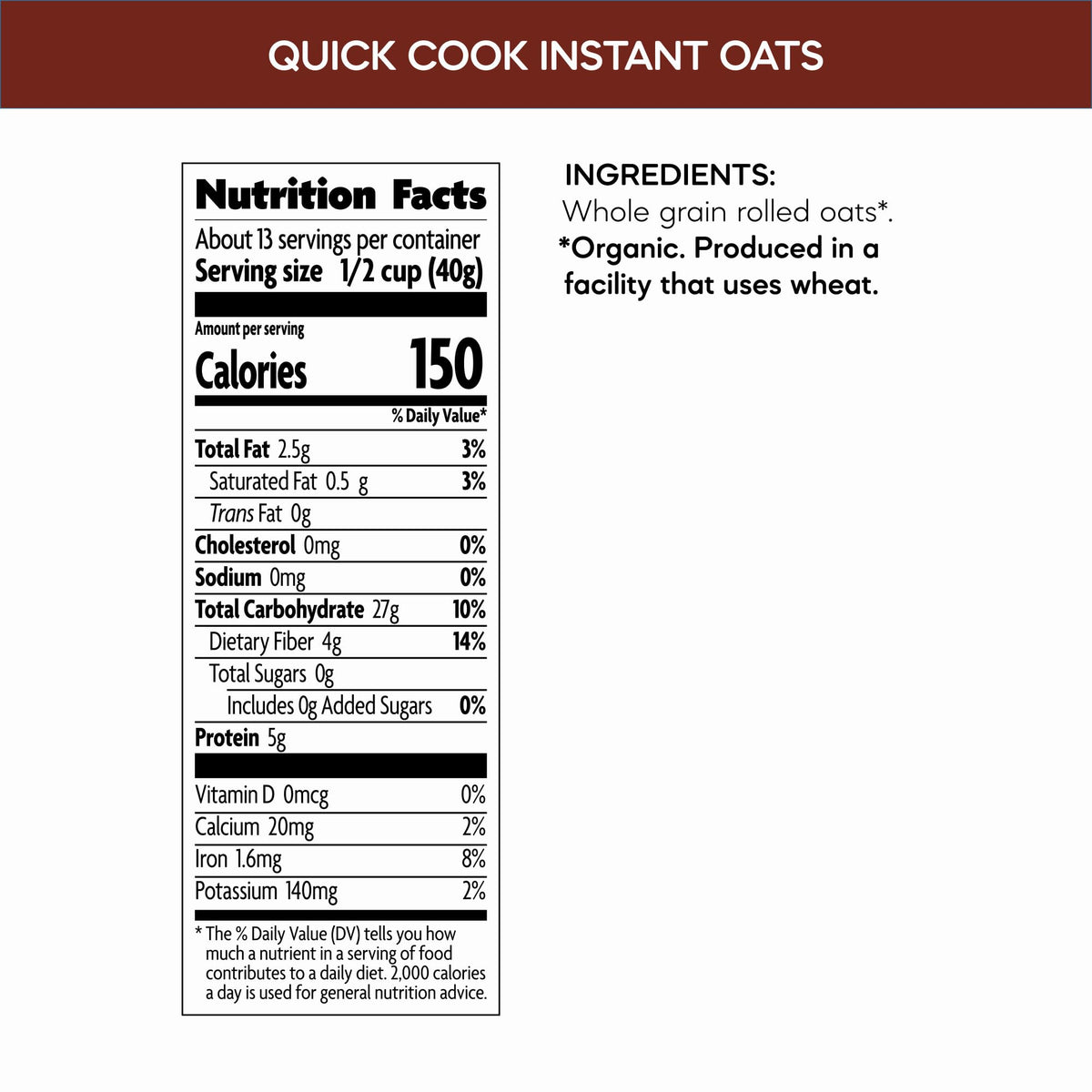 Nature's Path oats delivering 5g protein and 40g whole grains per serving.