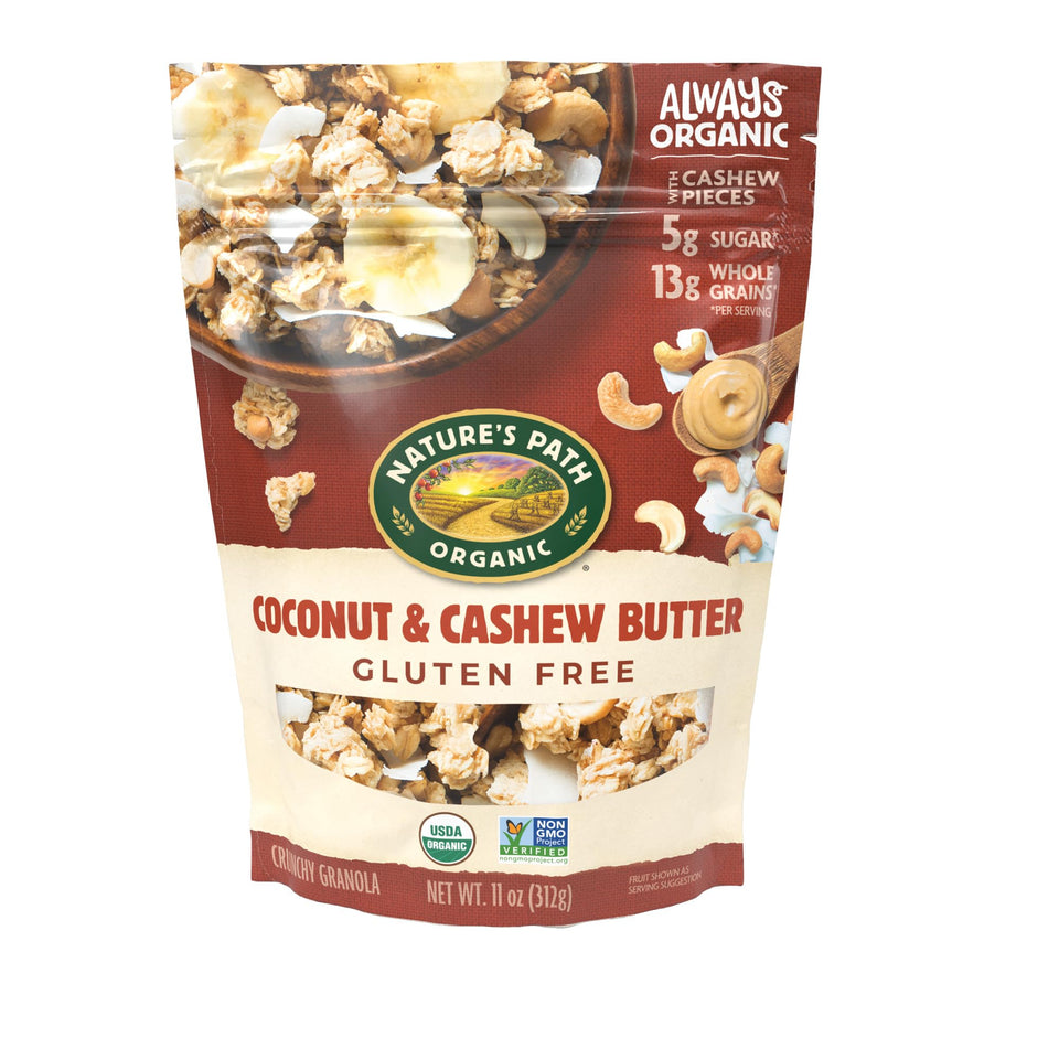 Nature's Path coconut cashew butter granola clusters for a crunchy breakfast treat.