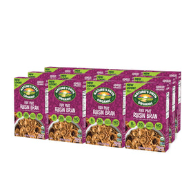 Close-up of flax plus raisins flakes from Nature's Path, fiber-rich.