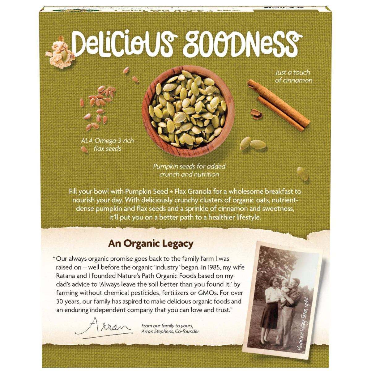 Nature's Path granola with flax seeds for plant-based protein boost