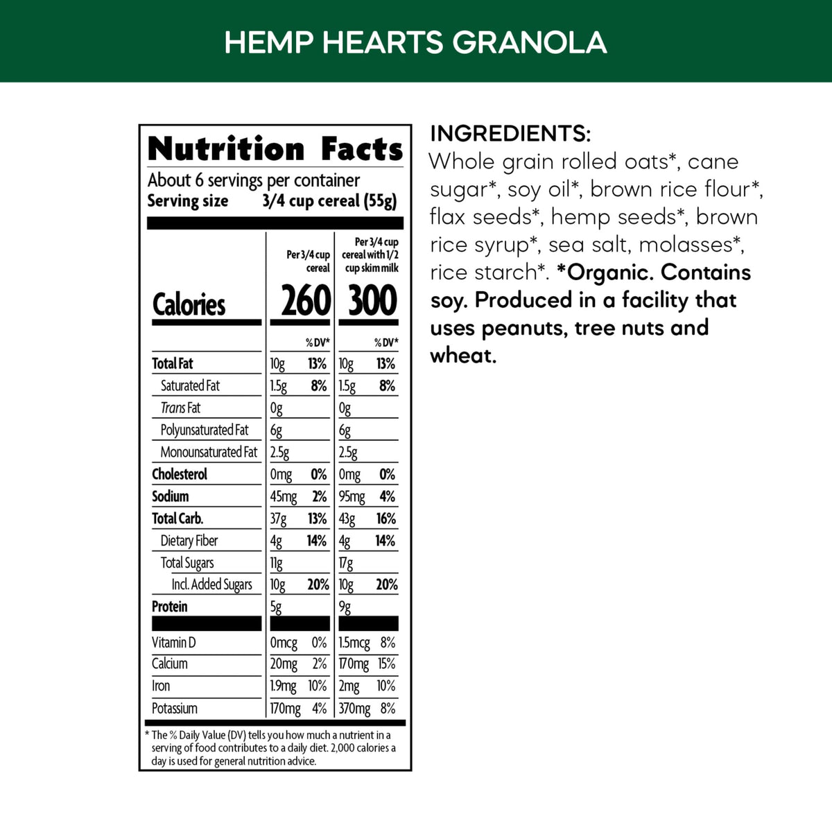Vegan protein from Nature's Path hemp hearts granola with wholesome grains.
