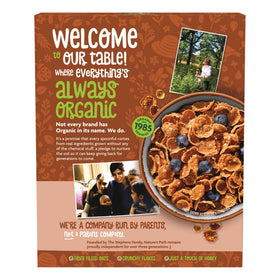 Ingredients panel of Heritage Flakes showing organic and non-GMO