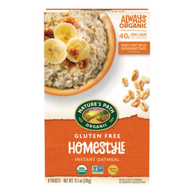 Nature's Path Homestyle Oatmeal boxes in a six-pack for quick mornings.