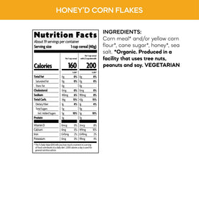 Nature's Path Honey'D Corn Flakes gluten-free badge on the package.