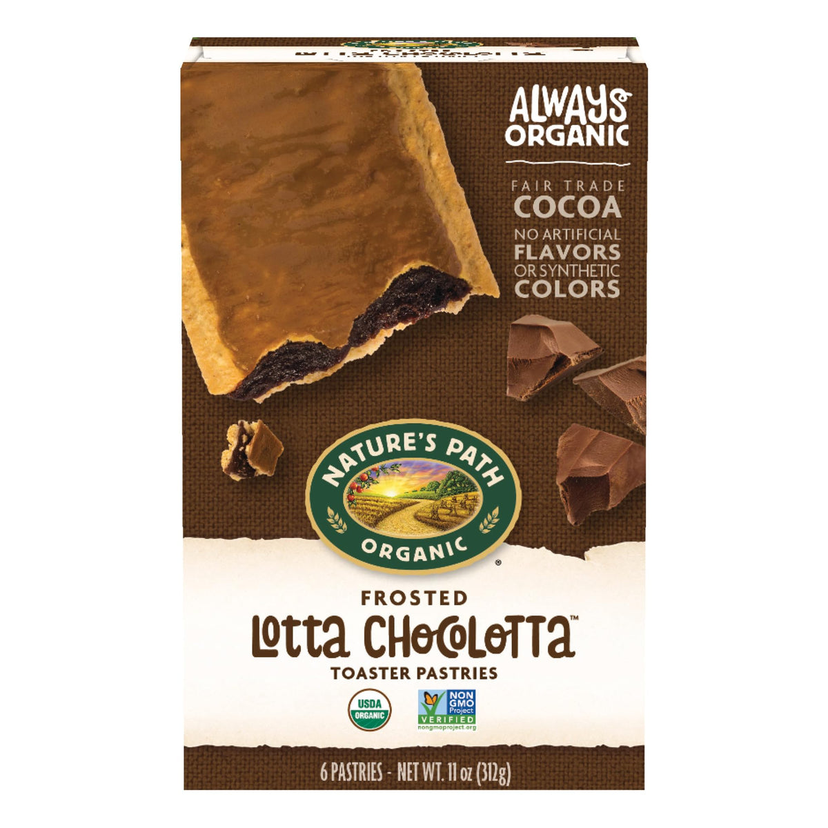 Nature's Path Lotta Chocolotta box front – convenient organic snack.