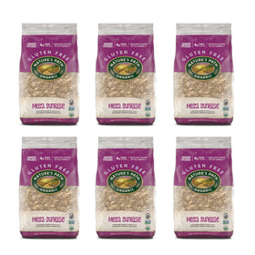 Nature's Path Mesa Sunrise cereal flakes closeup showing light, golden crunch.