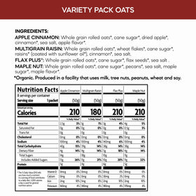 Nature's Path Oats box front shows six flavors and clear nutrition info