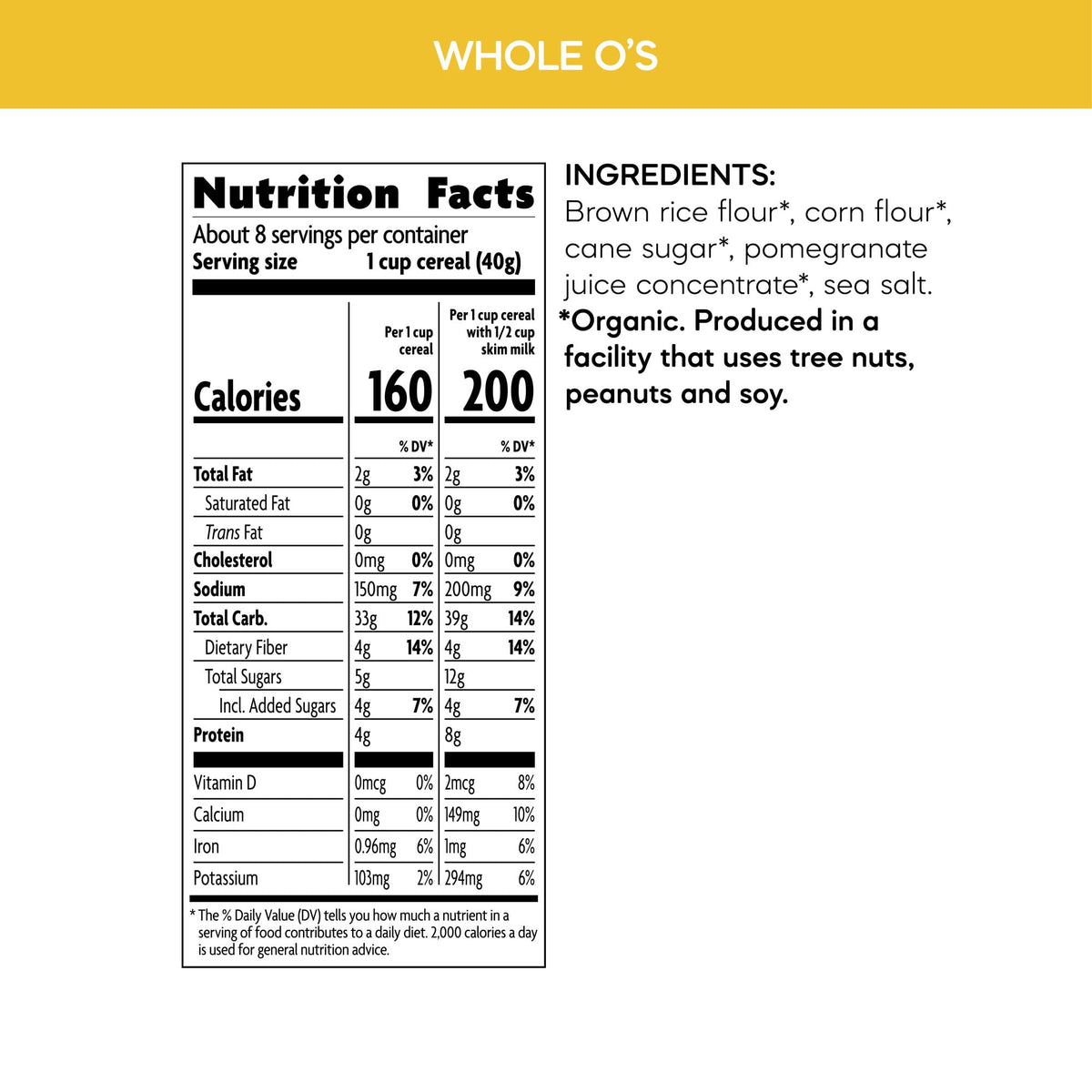 Nature's Path organic ingredients set, emphasizing five simple components.