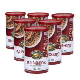 Nature's Path Organic Oats bowl porridge, highlighting a fiber-rich breakfast.