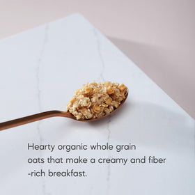 Nature's Path organic oats close-up highlighting whole grains and non-GMO ingredients.
