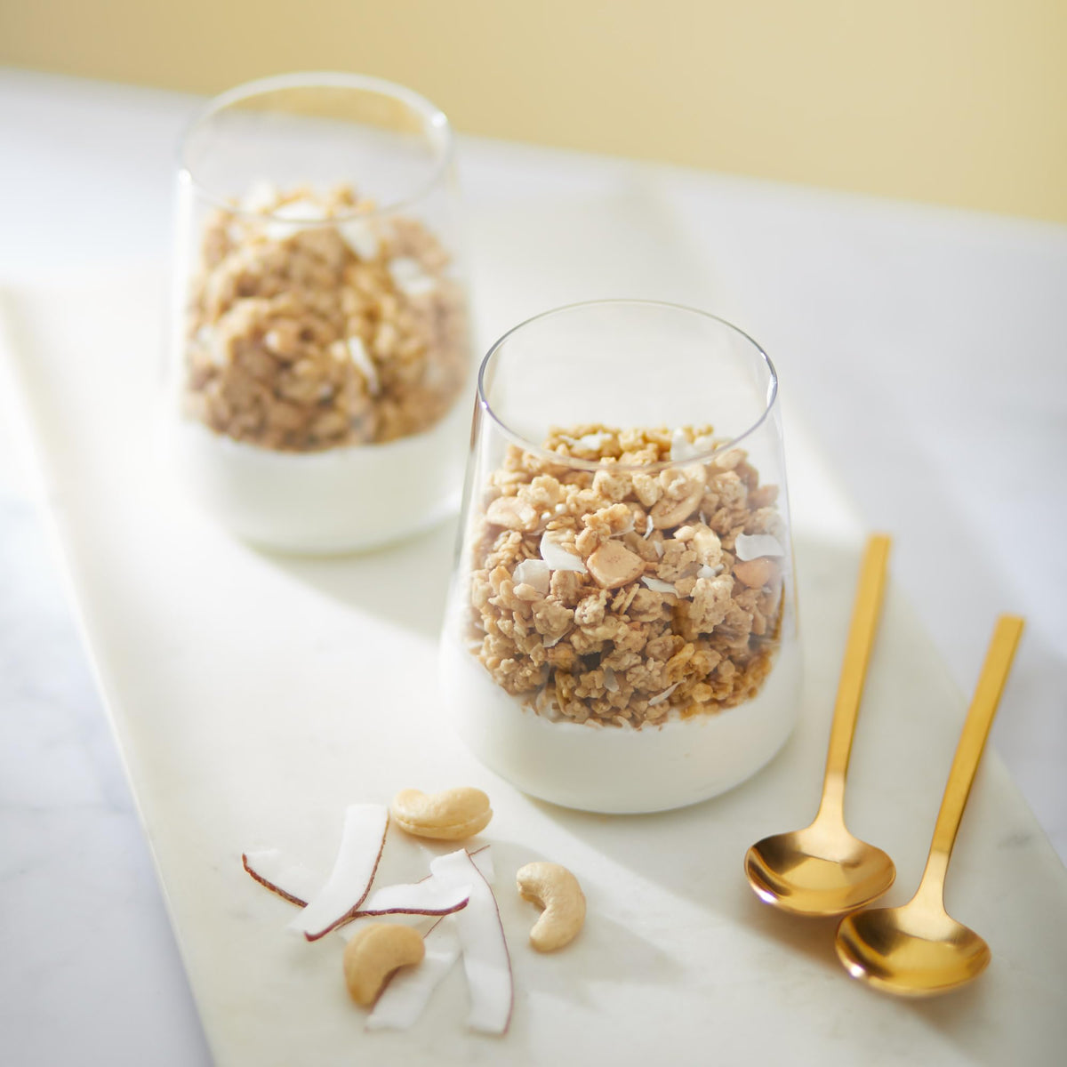 Nature's Path organic whole grain oats with coconut chunks deliver fiber for mornings.