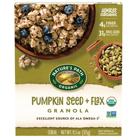 Nature's Path Pumpkin Seed + Flax Granola boxes, convenient breakfast solution
