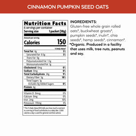 Nature's Path Qi’a oatmeal packaging closeup emphasizing organic, Non-GMO ingredients
