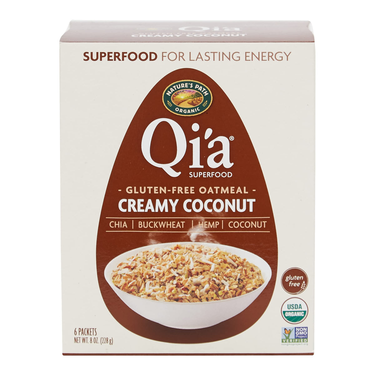 Nature's Path Qi'a creamy coconut packets for quick, on-the-go mornings.