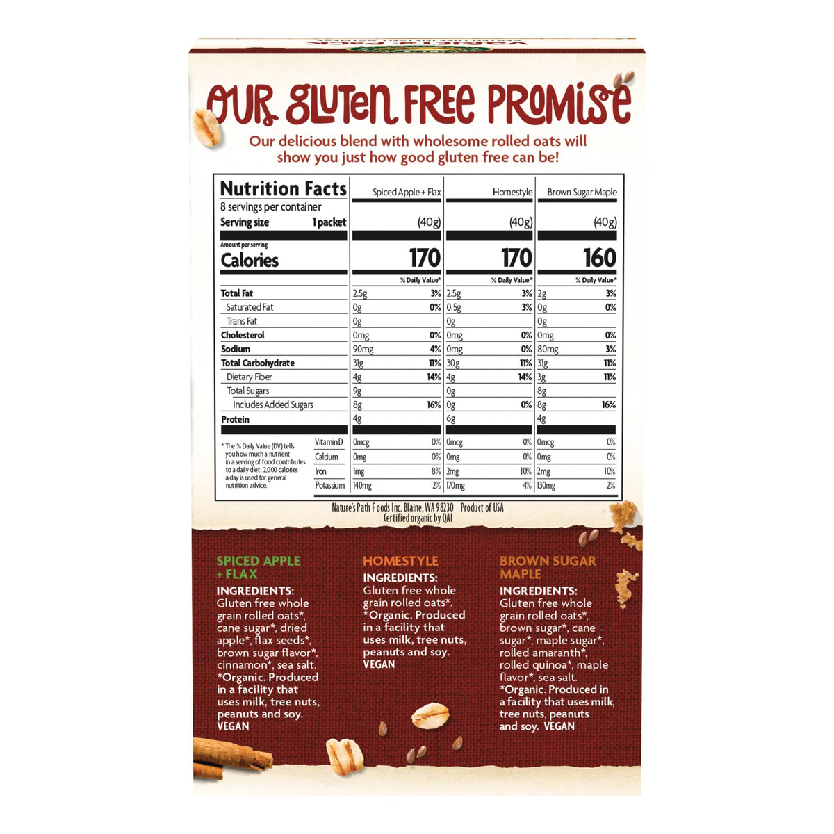 Nature's Path quick prep oats; add hot water and stir