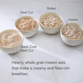 Nature's Path re-sealable canister of instant oats for fresh taste and easy storage.