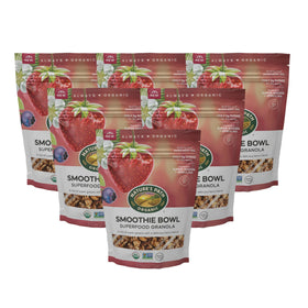 Nature's Path smoothie bowl granola with berries provides a fruity morning boost.