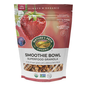 Nature's Path smoothie bowl granola cookie-like clusters for a crunchy breakfast delight.