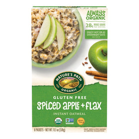 Nature's Path Spiced Apple + Flax Instant Oatmeal box set for quick gluten-free breakfasts.