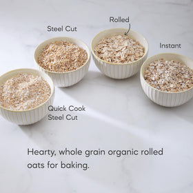 Nature's Path steaming oats in a bowl highlighting hearty texture