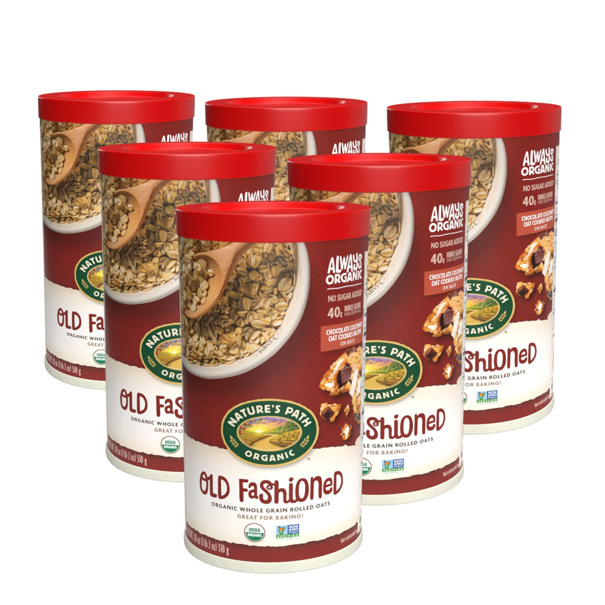 Nature's Path quick cook oats in a bowl with steam, ready in minutes for busy mornings.