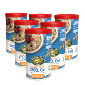 Nature's Path steel-cut oats close-up showing hearty texture.