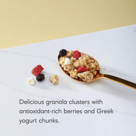 Nature's Path Summer Berries Granola with Greek yogurt chunks for creamy texture.