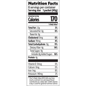 Six-box display emphasizing organic, gluten-free convenience and responsible packaging.
