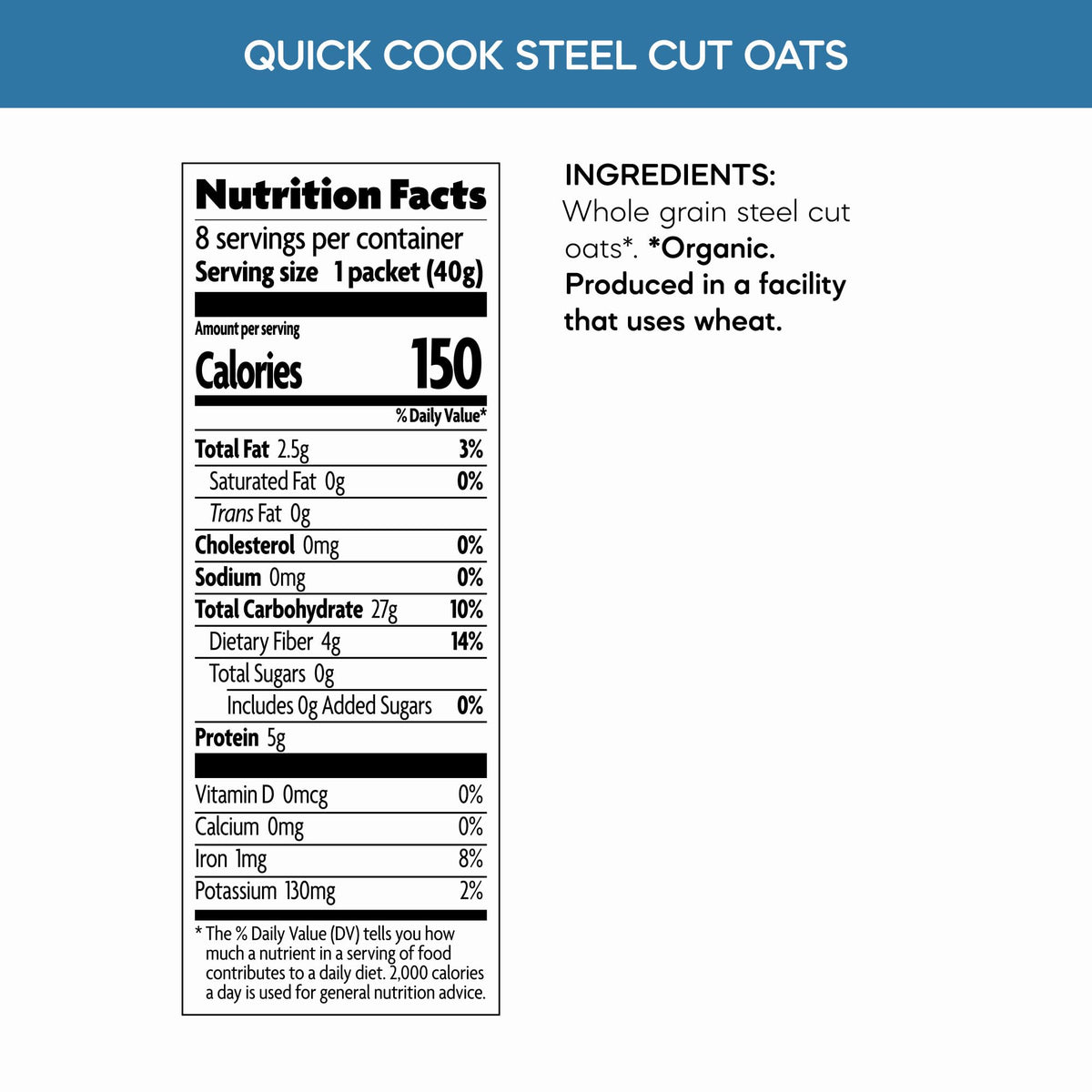 Nature's Path whole grain oats pour reveals fiber-rich breakfast base.
